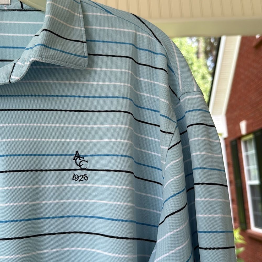 Peter Millar Summer Comfort Men's Blue Striped Polo Shirt - L - Great Condition